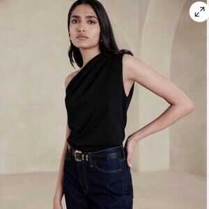 Banana Republic Black One-Shoulder Heavy Cotton Tank